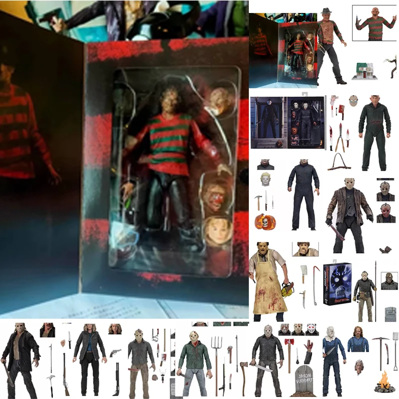 

18cm New Neca Action Model Freddy Krueger Freddie Jason Jason Butou 2009 Jason Michael Skin Face Girl Lauri Miles Halloween Gif