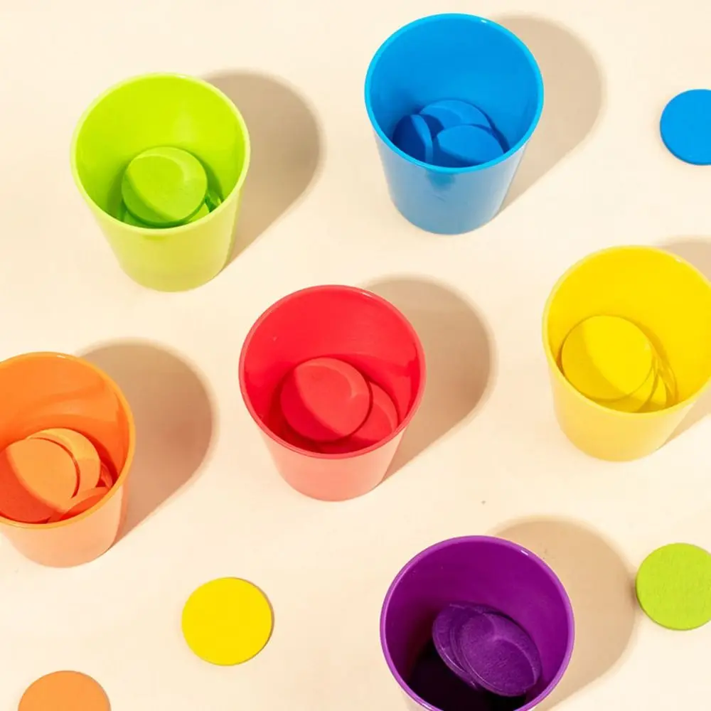 Jeu de tasses empilées de couleurs assorties, Montessori, éducation précoce, jouet de lancer de pièces de monnaie en bois, exercice de tri