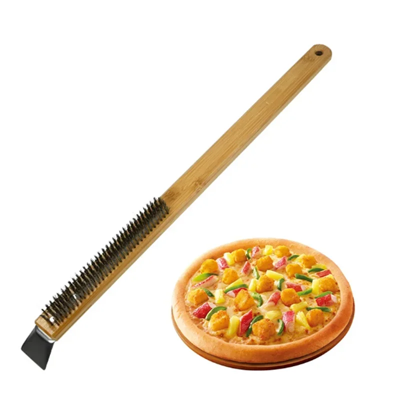 Pizza Oven Brush Wooden Handle Grill Scraper Household Cleaning Brush Pizza Tool For Oven Cleaner