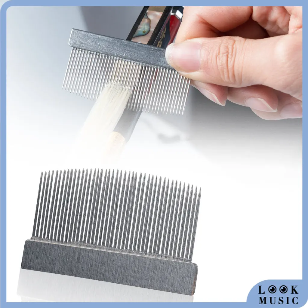 LOOK Violin Cello Viola Bow Horse Hair Comb Horsehair Brush Tool For Clean Bow Hair Brushes Pin Brush Stainless Steel Comb Style