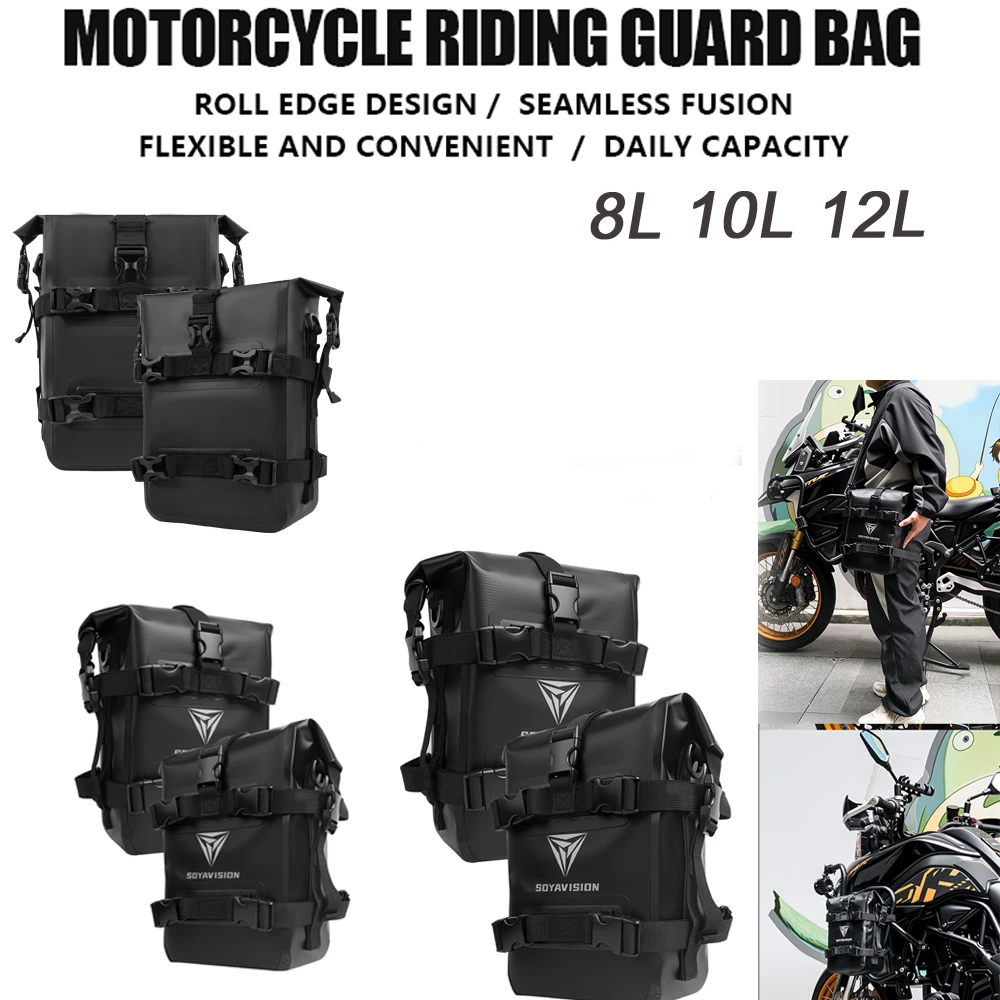 8L 10L 12L Crash Bar Tasche, universelle wasserdichte Motorrad-Stoßstangentasche, Werkzeugtasche für Reparaturen, ideal für Reisen, Motorradfahren, Wandern und Camping