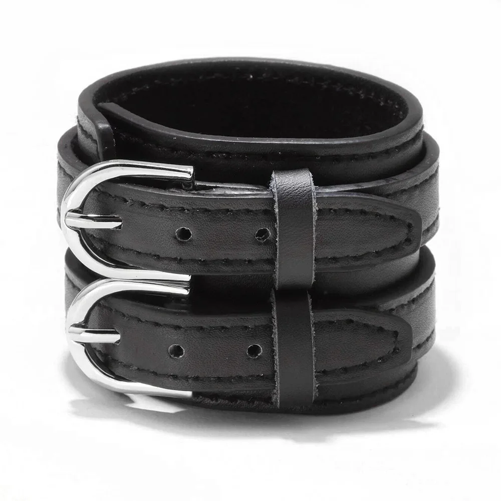 Fashion Male Genuine Leather Bracelet Friendship Big Wide Bracelet for Men High Quality Buckle Adjustable Vintage Punk Jewelry