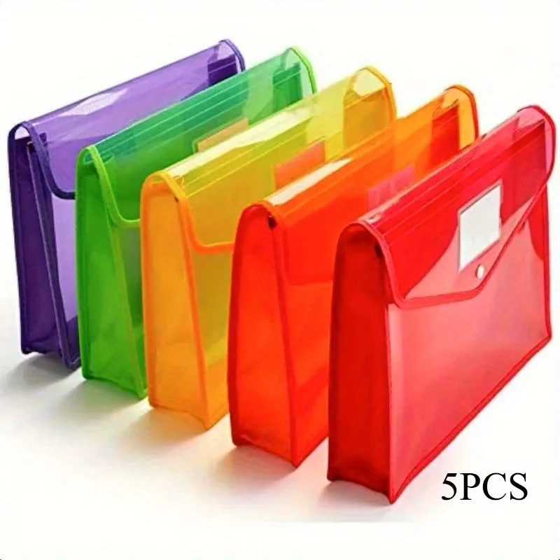 

5-piece plastic folders in multiple colors, multi-purpose, expandable file wallet folders, with quick locking, waterproof