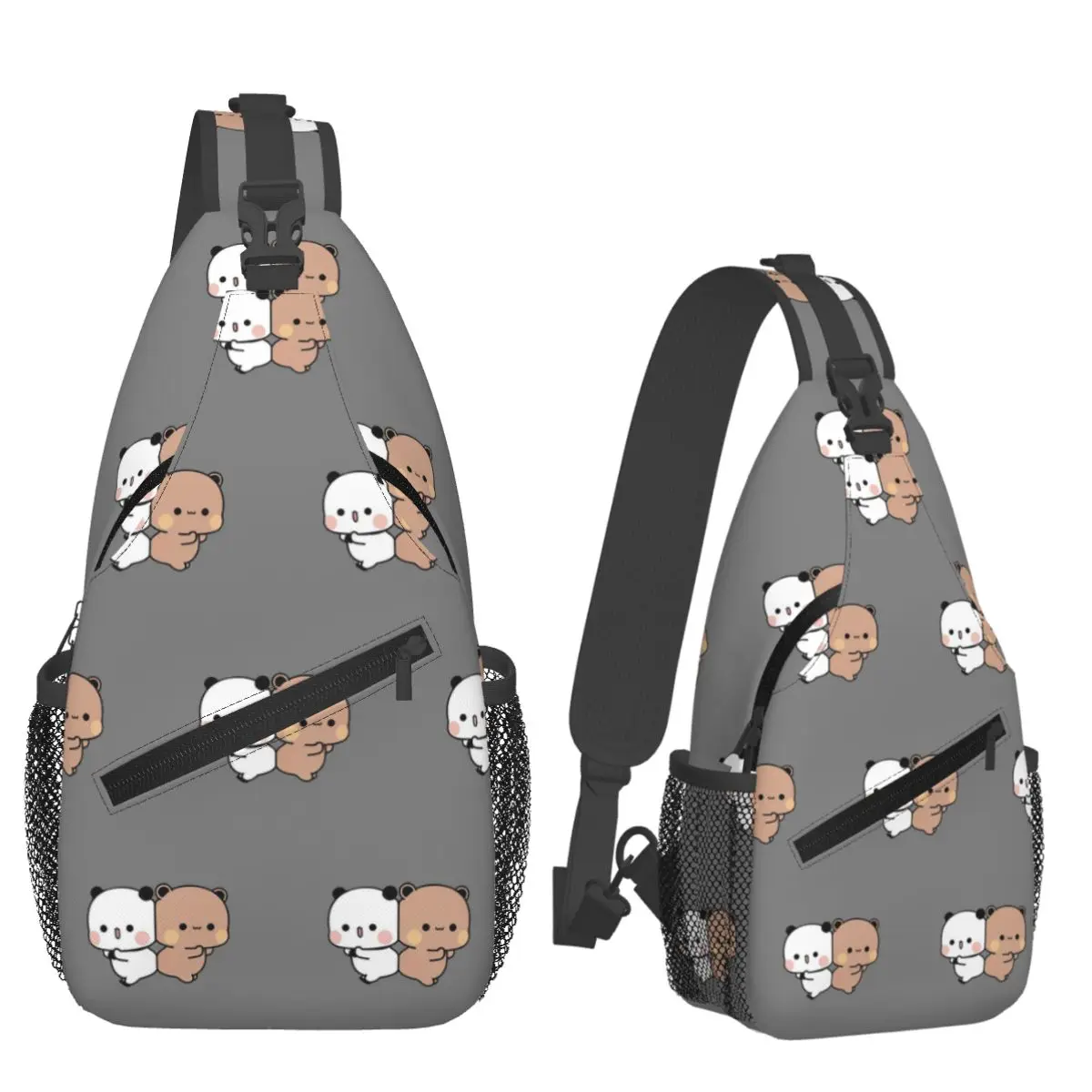

Cute DuDu Bear And BuBu Panda Couple Chest Bag Men Sling Crossbody Backpack Chest Bag Traveling Hiking Daypack Shoulder Bag