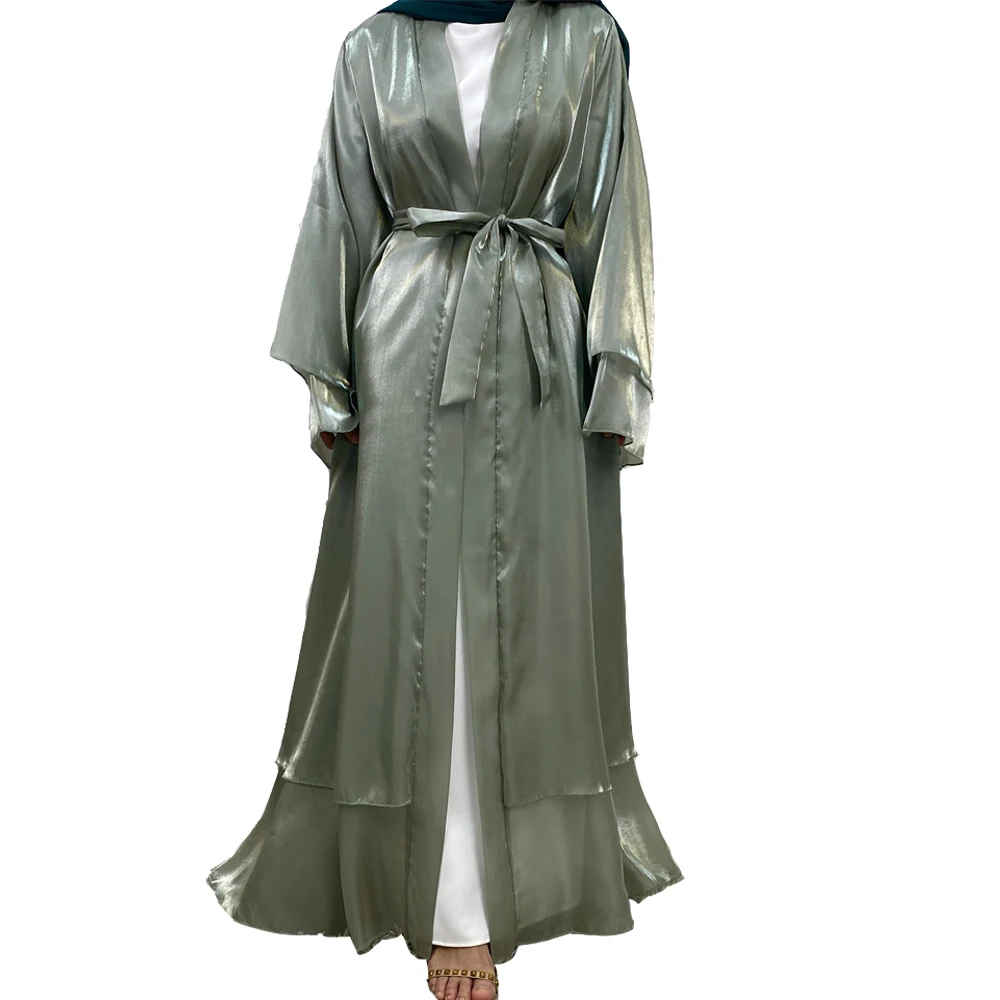 Ramadan Shiny Open Abaya Dubai Muslim Cardigan Dress Turkey Islam Arabe Robe Longue Kimono Caftan Jalabiya Eid Mubarak Djellaba
