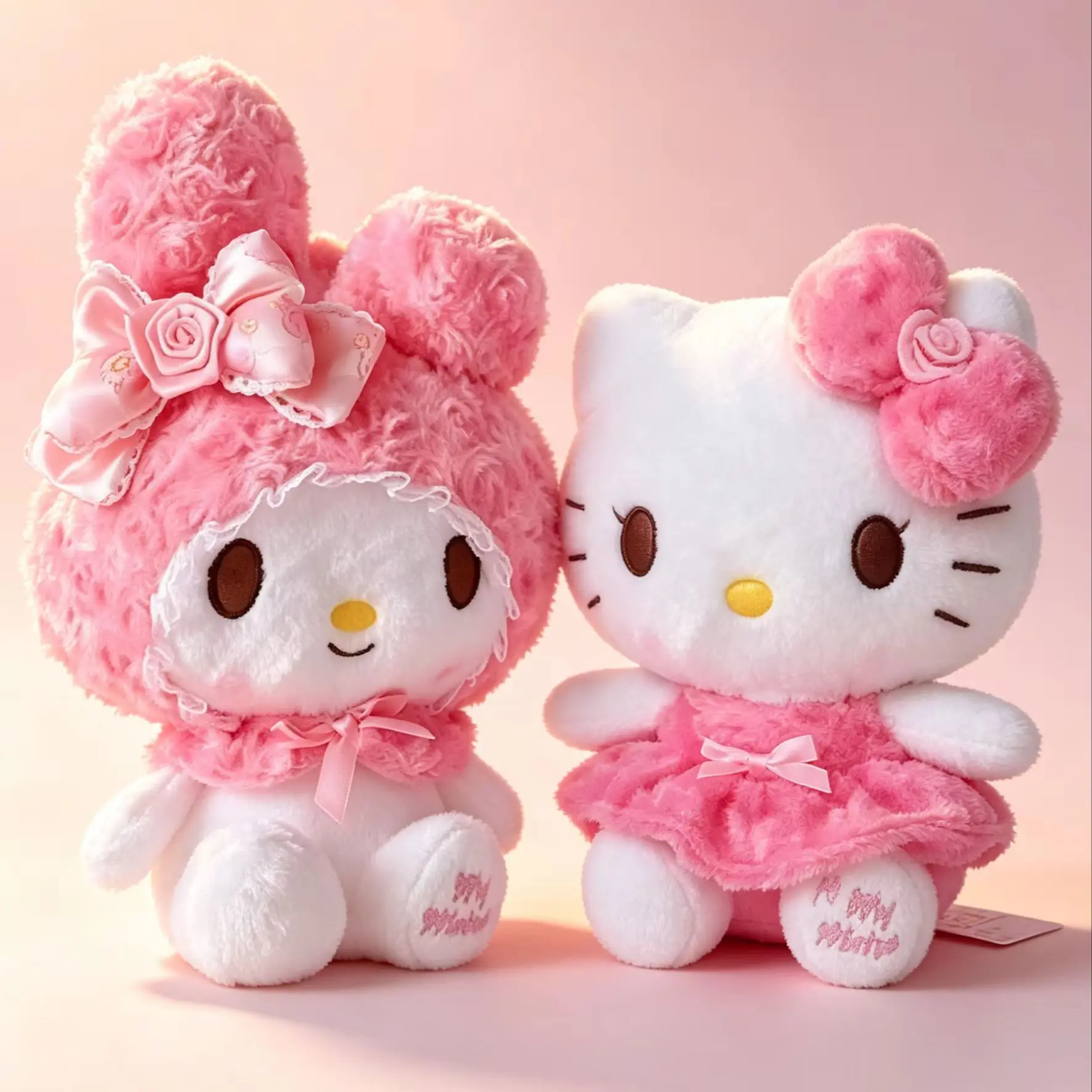 Genuine Sanrio My Melody Hello Kitty Plush Doll Sweet Cute Soft Fluffy Stuffed Toy Kawaii Pillow Lovely Gift for Girls Kids