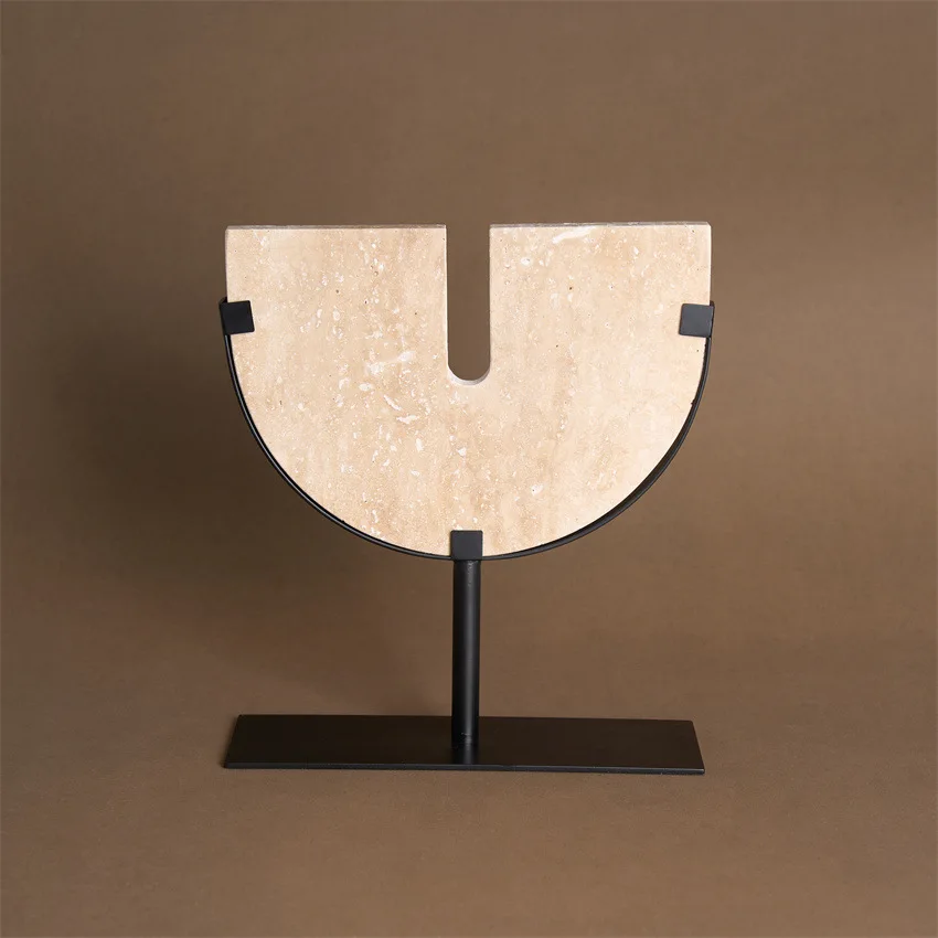 Modern light luxury simple home decoration customization, creative room ornament beige marble ornament recommendation