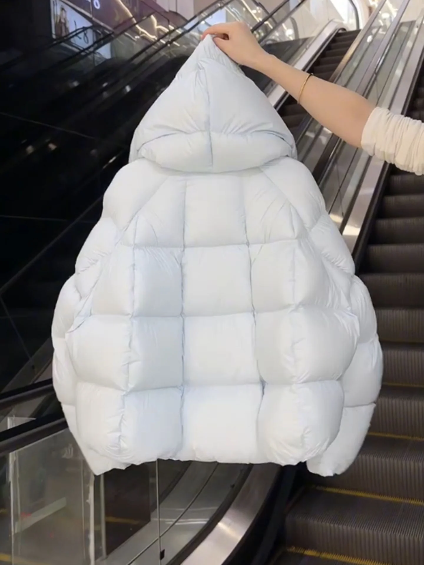 Unique ort Blue Hooded Women's down Jaet Winter 2025 New Sle Cact Size Outerwear Comfortable Warm Polyester Fiber