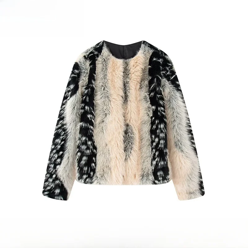 Faionable تأثير الفراء الاصطناعي Jaet المرأة الخريف الشتاء وصول جديد الدافئة ألياف البوليستر طويلة Sve فضفاض معطف البولي ايثيلين #1