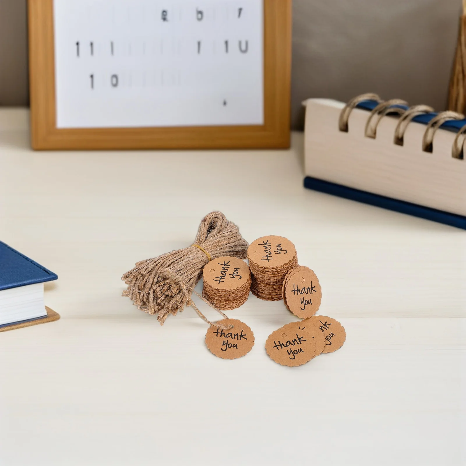

100pcs Kraft 4cm Round Scalloped 20cm String Gift Favor Wedding Round Paper Labels Eco Wedding Favor Tag DIY Tag