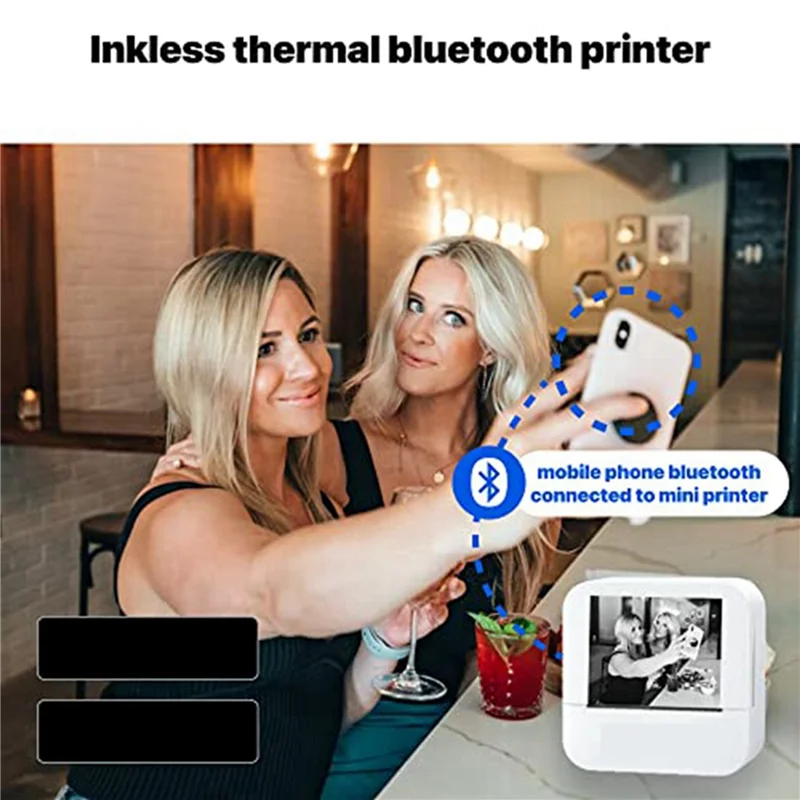 AAA87 LUCK JINGLE Sticker Printer Machine - Mini Bluetooth Inkless Thermal Photo Printer Compatible with Android IOS