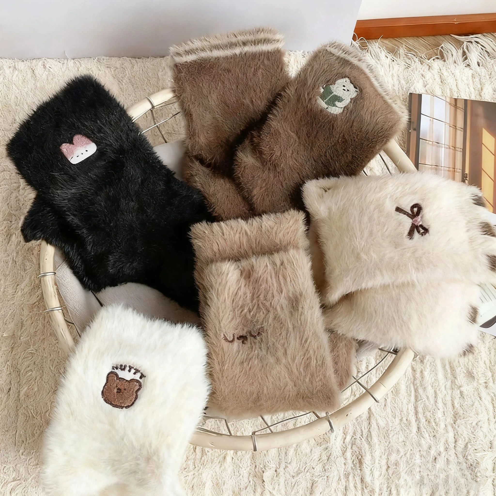 

5 пар осенне-зимних женских толстых и теплых носков с рисунком животных и бантом, подходящих для домашней одежды