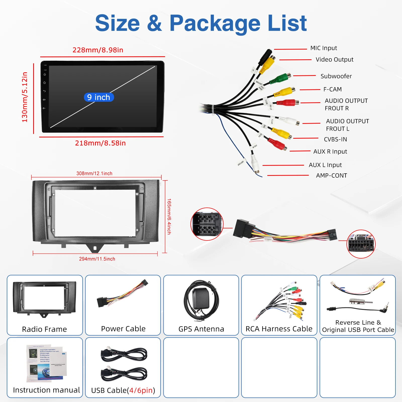MOPECT 9 Zoll für Mercedes Benz Smart Fortwo 451 2005-2015 Apple CarPlay Android Auto Radio GPS FM WiFi BT AM Multimedia DAB+ DVR – Detail 13