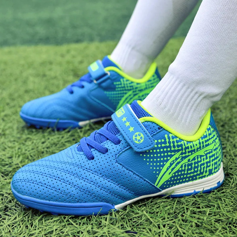 Summer Mesh Leather Turf Spikes Boy Soccer Shoes Cheap Non-slip Training Futsal Shoes Child Breathable Light Kids Football Boots