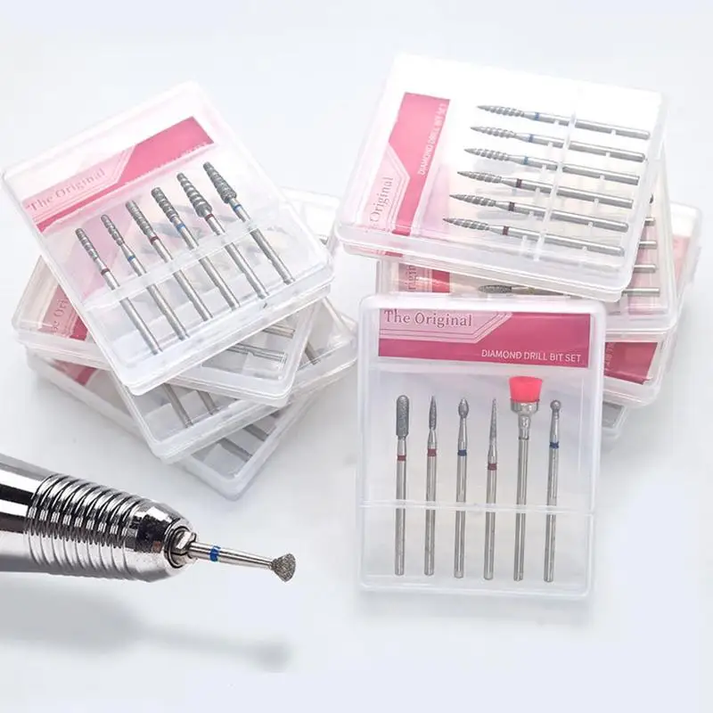 6 pezzi punta a cono per unghie punte diamantate punte elettriche per cuticole pulite rotanti manicure punte per trapano per unghie pedicure testa di molatura levigatrice strumenti