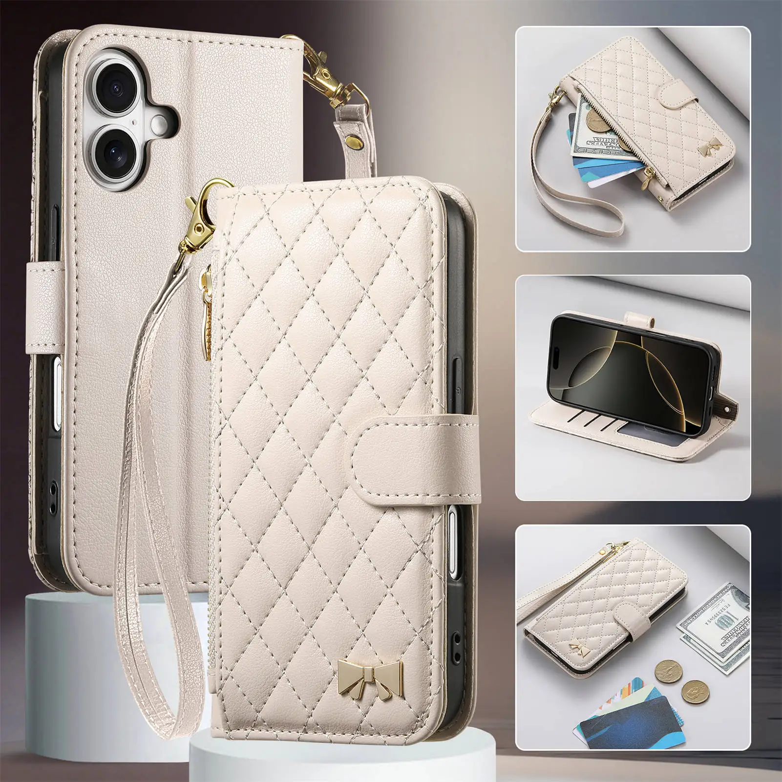 Wallet Small Fragrance Zipper Cardslot Crossbody Leather Case For Samsung Galaxy A71 A70 A70S A51 A50 A50S A31 A30 A21 A21S A20
