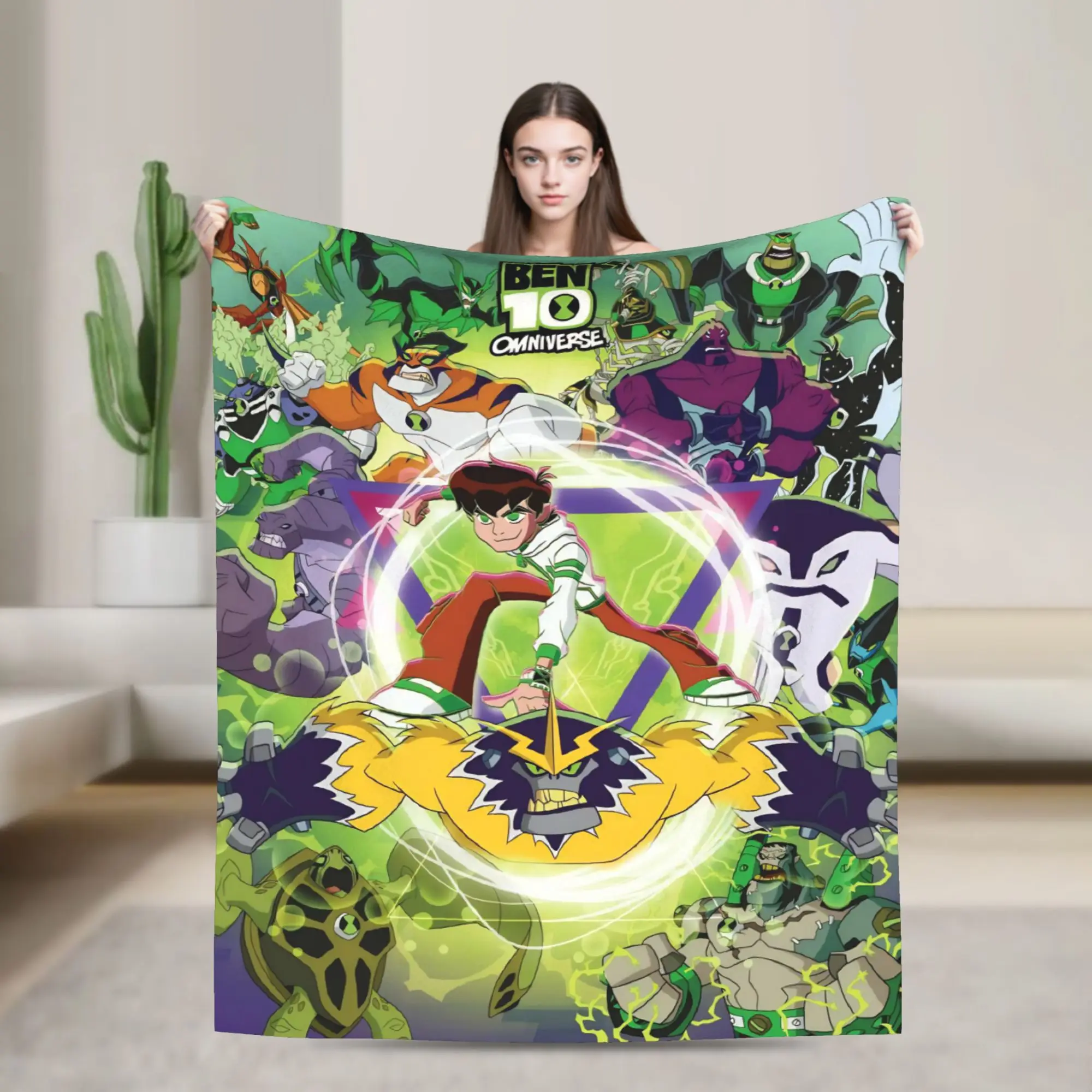 Ben 10 Anime Throw Blanket for Couch  Fuzzy Soft Plush Blanket 50x60 Inch Multiple Sizes Bedspreads for All Seasons