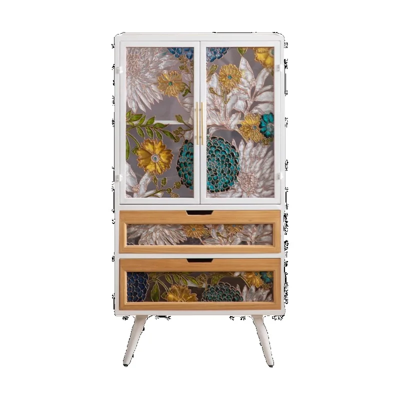 

Retro enamel hand-painted dining side cabinet, household living room against the wall, entrance cabinet, storage cabinet