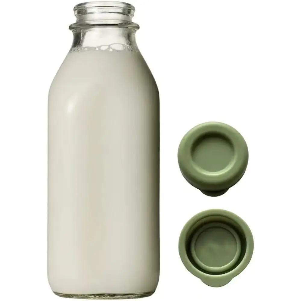 2Pcs Silicone Replacement Caps Reusable Milk Glass Bottles Lids Long-Lasting and Easy to Clean Bottle Kitchen Tool