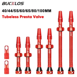 BUCKLOS Bicycle Presta Valve Tubeless 40/44/55/60/65/80/100mm Mountain Road Bike Tire Valve CNC Aluminum Alloy Tubeless Valve