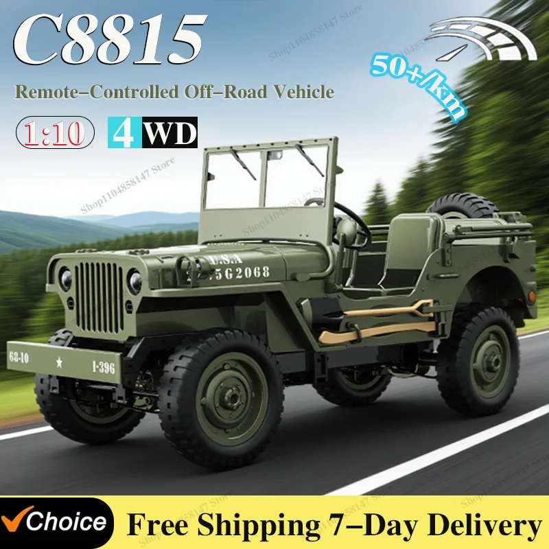 

C8815 RC Военный автомобиль 1941 1:10 WILLYS Offroad 2,4G 4WD RTR с огнями Альпинистский военный грузовик Игрушка для детей и взрослых Подарки на день рождения