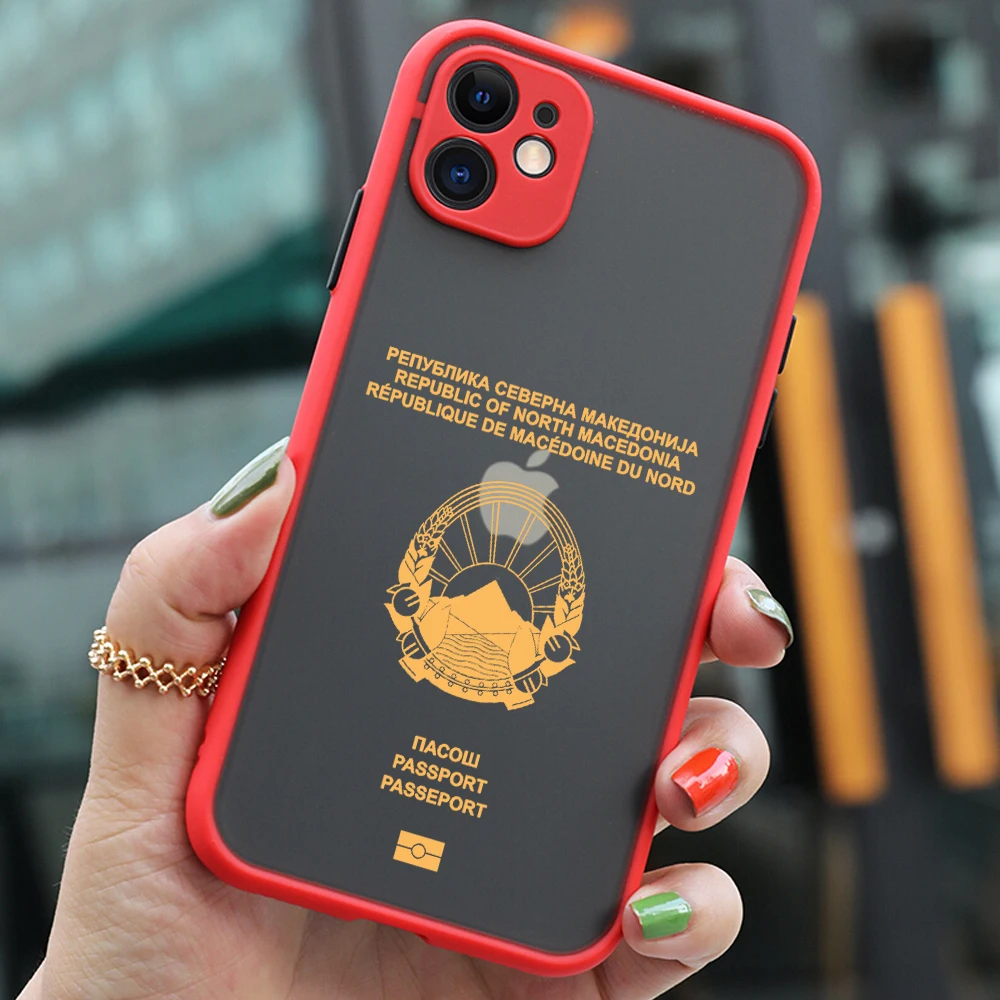 Macedonia Passport Phone Case For iPhone 15 14 13 12 11 Mini Pro Max X XR XSMax 7 8 Plus Matte Transparent Back Cover