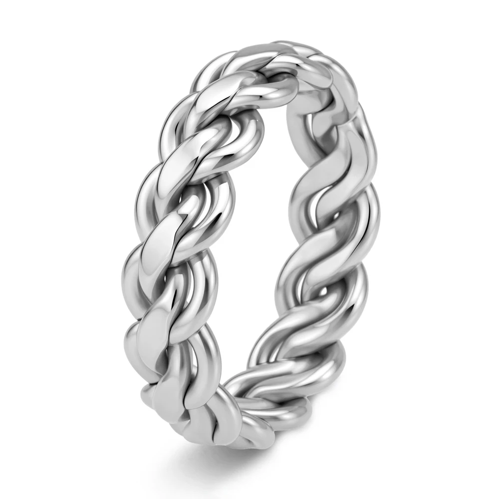 Men's Titanium Steel Chain Ring Unisex Luxury Designer Band Edgy Streetwear Hip Hop Ring Sophisticated Urban Statement Jewelry