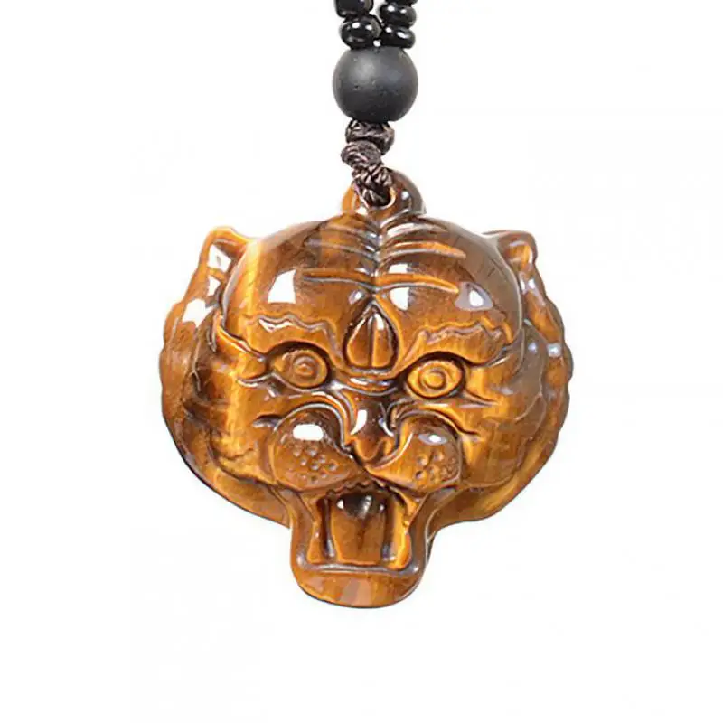 

Натуральный тигровый глаз, кристалл, целебный камень, кулон в виде головы тигра, свитер, цепочка, ожерелье для мужчин и женщин, целебный драгоценный камень, амулет на удачу