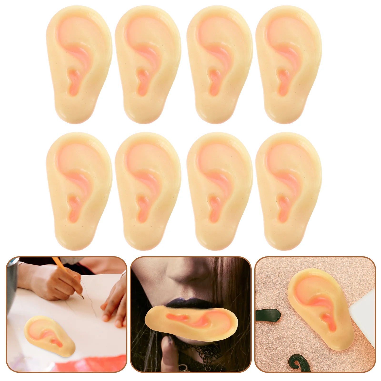 8 Pcs Artificial Ear Toy Sleeping Earbuds Toys Car Ears Decors Soft Glue Creepy Man Fake Props