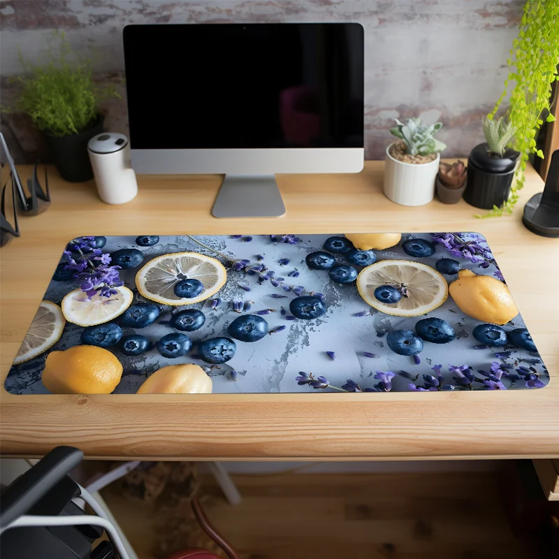 Fresh Lemon Blueberry Mouse Pad HD Desk Mat for Home Office Non-Slip Rubber Base Perfect for Friends Teens Girlfriend Boyfriend