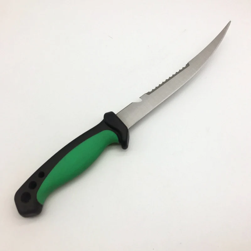 Multifunctional Stainless Steel Fishing Knife Rubber Hand Handle Scraping Fish Scales Fish Slicing Knife Cutting Fish Fillets