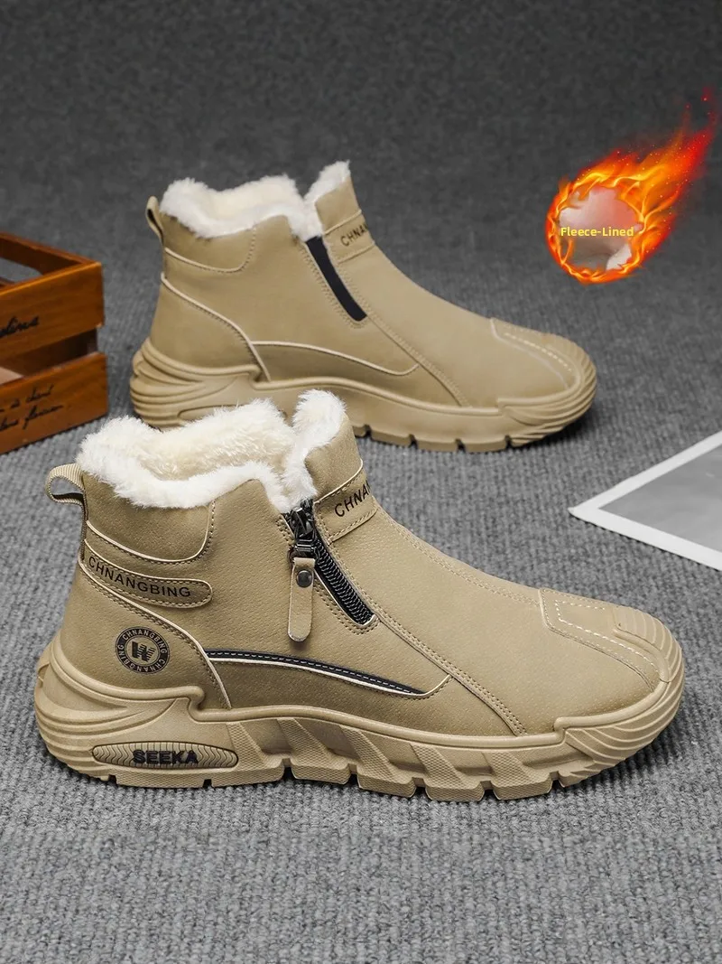 

Мужские зимние теплые повседневные высокие зимние ботинки на подкладке, нескользящие, удобные, дышащие, для пеших прогулок, работы и путешествий