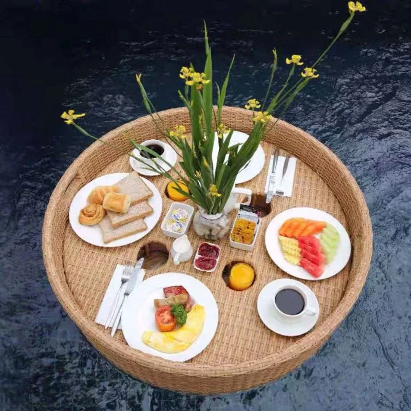 Swimming Pool Hot Spring Floating Plate Hotel Homestay Water Rattan Basket Dining Plate