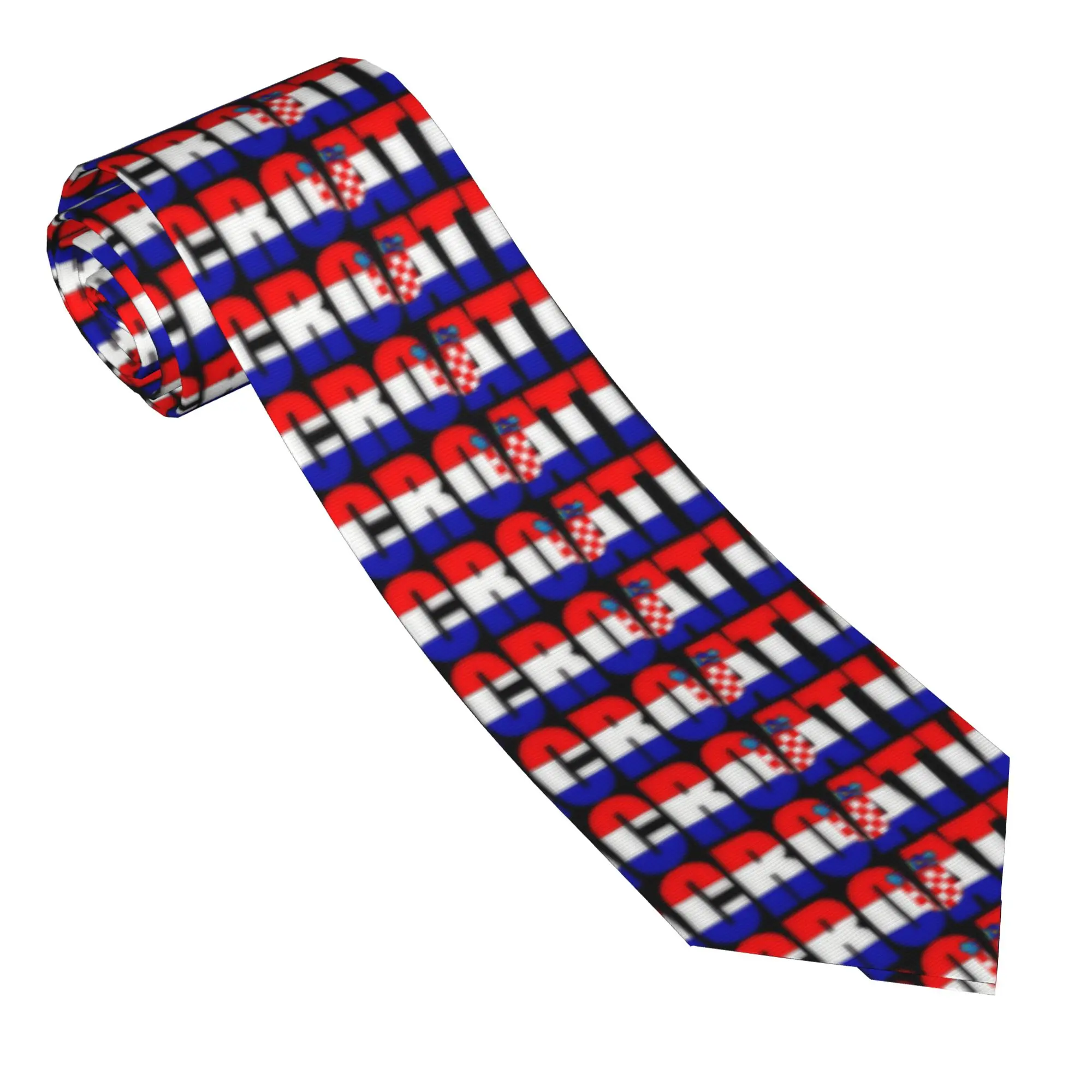 Croatia Typography Croatian Flag Tie  Business Neck Ties Retro Casual Neck Tie For Men Design Collar Tie Necktie Gift