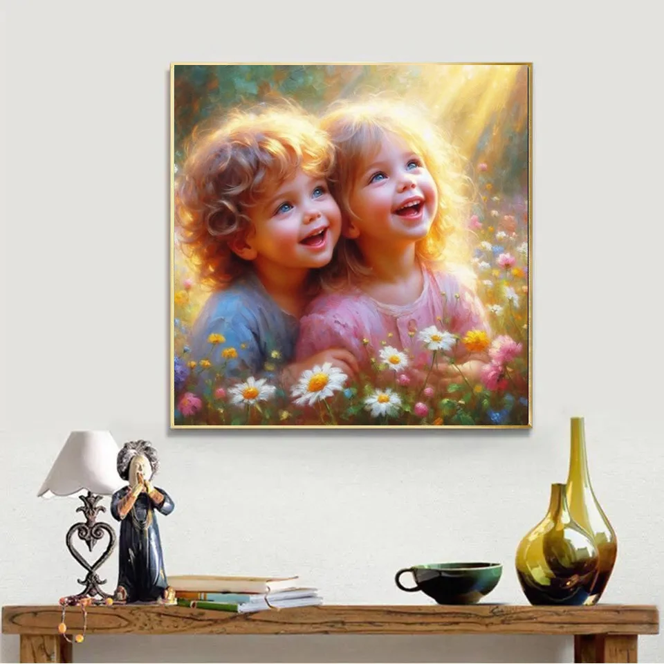 5D DIY Diamond Painting Art New Arrival Cute Girl Boy Mosaic Embroidery Kit Rhinestone Animals Pet Dog Cross Stitch Home Decor view 2
