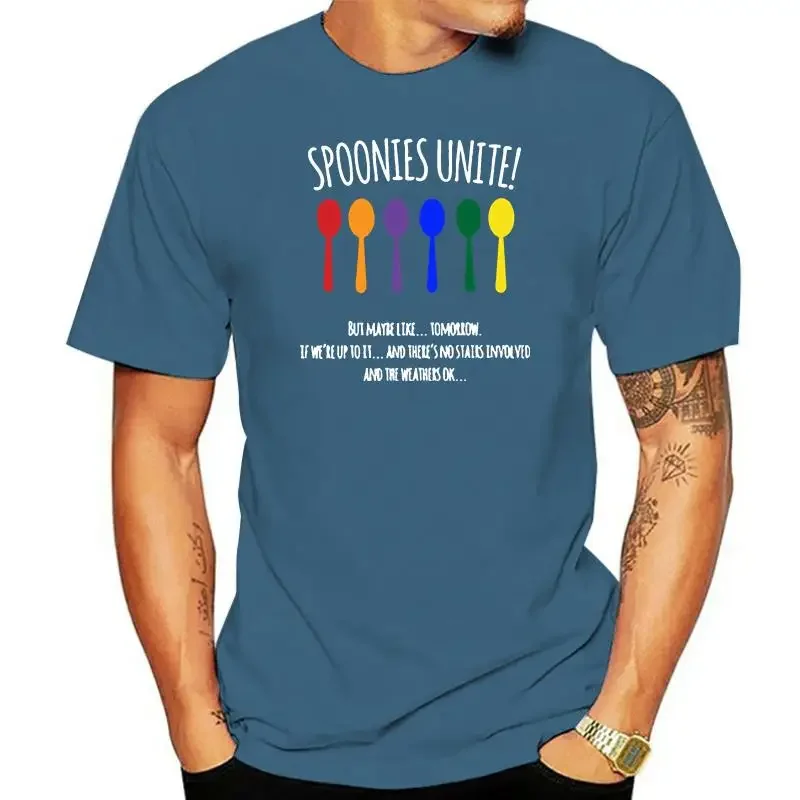 sunglasses men T-shirt Spoonies Unite - But Maybe Tomorrow Chronic Illness T-Shirt  harajuku  oversized men clothing  graphic