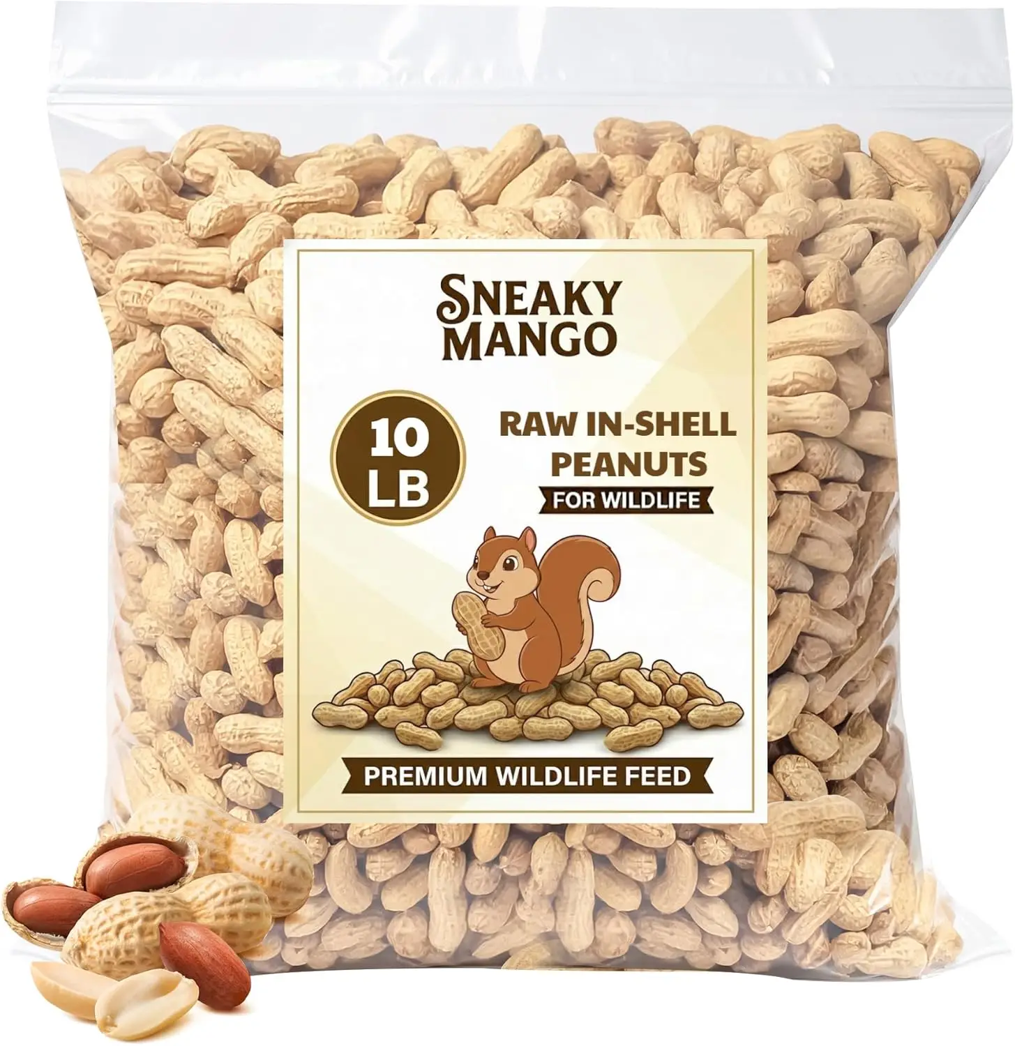 

Sneaky Mango - Сырые арахисовые орехи в скорлупе - 10 фунтов - Натуральный корм для белок, оленей, птиц и других диких животных - Grow