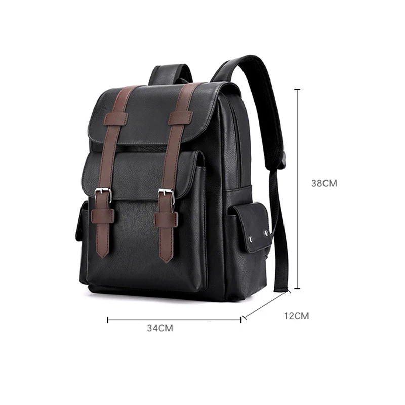 New Fashion Luxury Men Backpack Waterproof PU Leather Travel Bag Man Large Capacity Teenager Male Mochila Laptop Backpacks