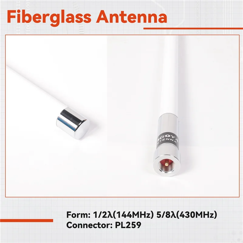 Antenna in fibra di vetro dual band AC56-NL550 136-174/400-470Mhz VHF UHF