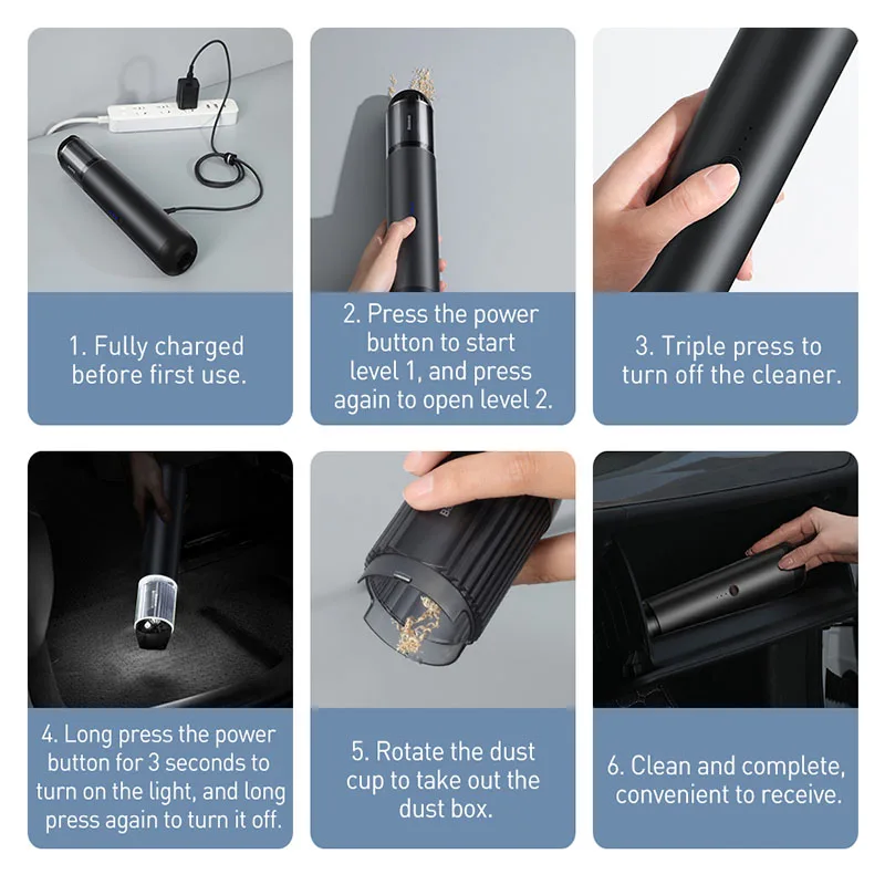 Xiaomi Baseus Portable Handheld Vacuum Cleaner A3 Strong Suction 135W 15000Pa Auto Vacuum for Home Car Wireless Vacuum Cleaner