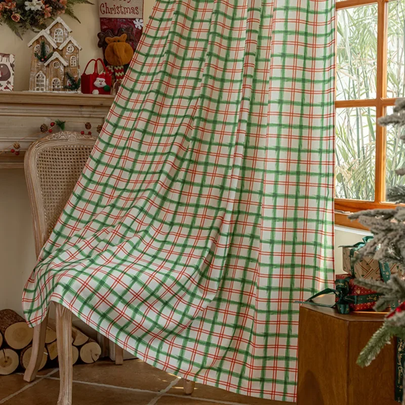 Pinecone Cotton Linen Curtain Panels with Green Tassels Thermal Insulated Boho Window Drapes Christmas Living Bedroom Decors