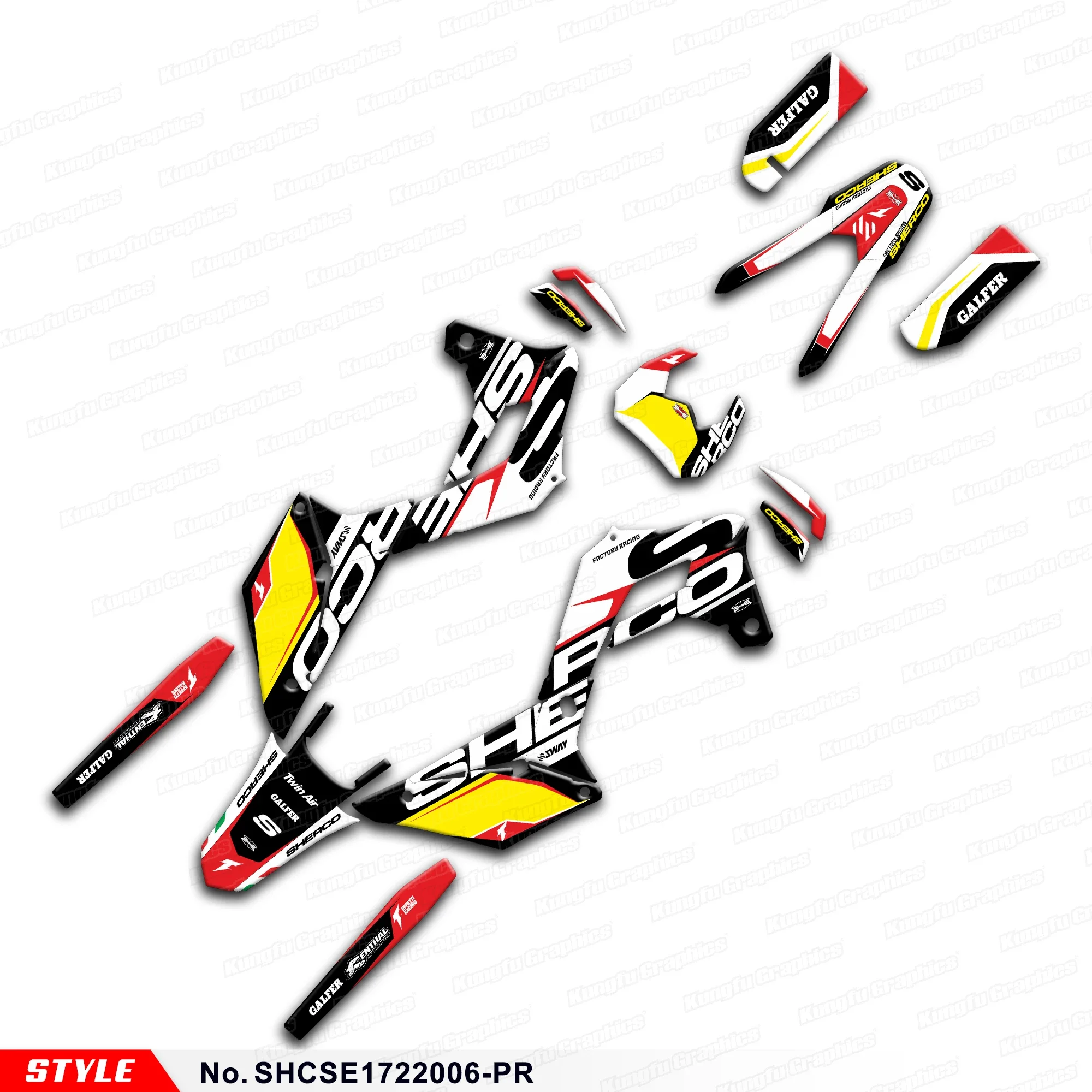 

JY RACING Graphic Kit Sticker Set Decal for Sherco SE-R SC FSE-R SCF 125-500 2017 2018 2019 2020 2021 2022 2023, SHCSE1722006-PR