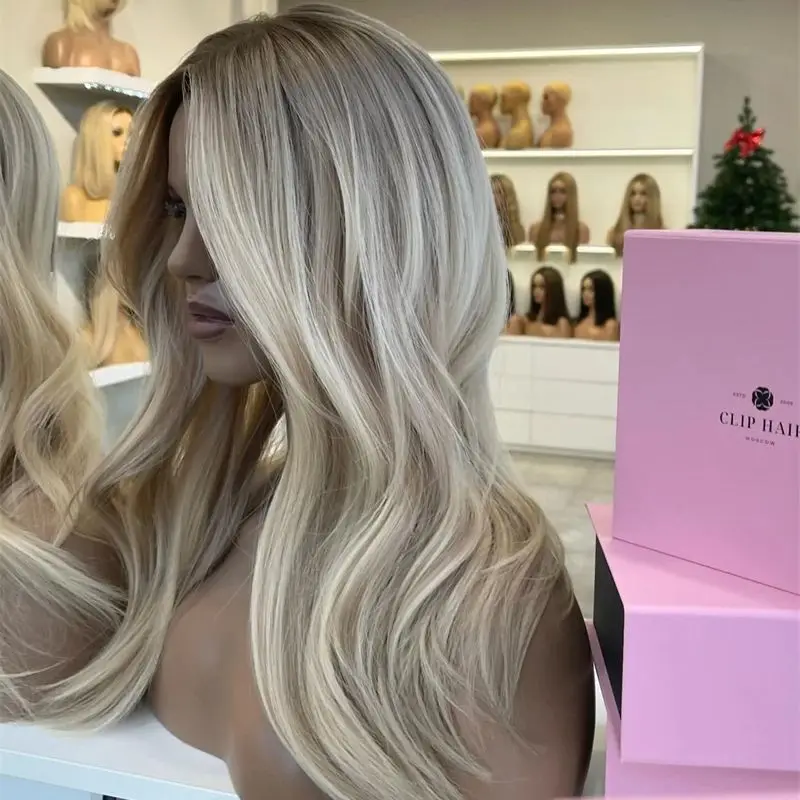 

Синтетический парик Ombre Paltinum Blonde с кружевной передней частью и естественными волнистыми корнями, оригинальный фабричный, дешевый, на распродаже, для косплея