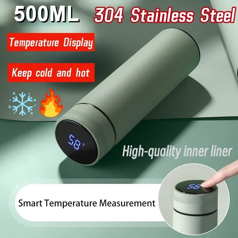 500Ml Thermos Bottle Smart Cup Digital With Temperature Display 304 Stainless Steel Vacuum Insulated Intelligent Coffee Cup Cafe