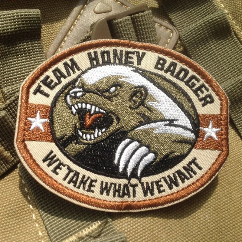 Honey Badgers 3D Embroidery Patches on Clothing Military Hook&loop Patch Tactical Backpack Stickers Morale Badge For Backpack