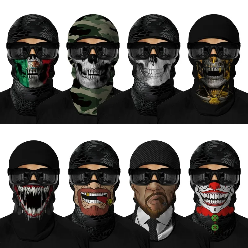 Balaclava หน้ากากรถจักรยานยนต์ผ้าไอซ์ซิลค์ลายพรางกันรังสียูวีสำหรับฤดูร้อนใช้ป้องกันขณะขี่รถวิ่งอุปกรณ์เสริมหมวกคลุมศีรษะสำหรับกีฬา