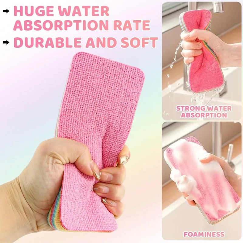 12-Layer Microfiber Cleaning Sponge Peelable Reusable Dish Cloth Absorbent Kitchen Scrub Rag for Dishes Countertops Cleaning