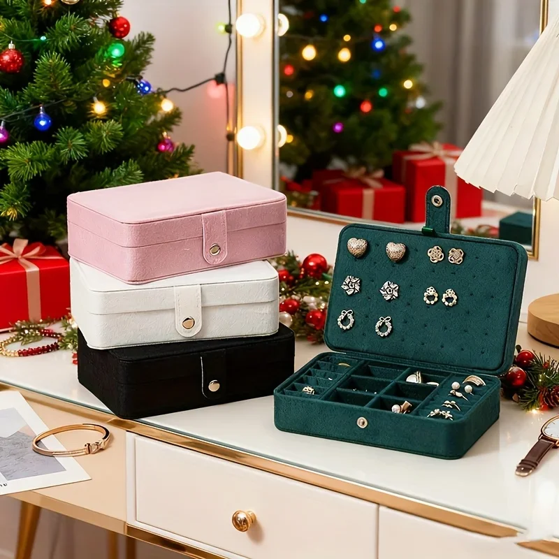 Jewelry Armoire Storage Box with Earring Ring Holder  Women's Home Decor Gift Multi-Compartment Velvet Jewelry Organizer
