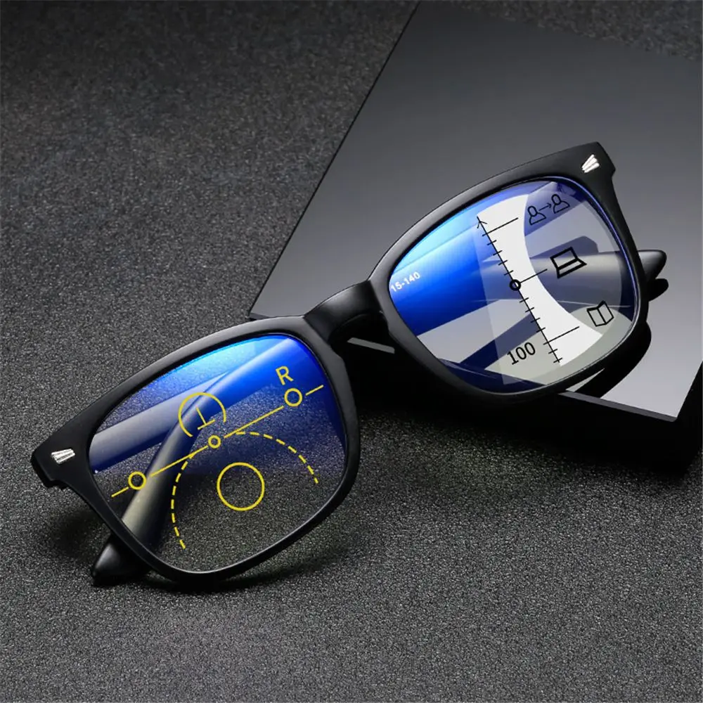 Men Spring Hinge Far and Near Dual-use Eyeglasses Progressive Multifocus Anti Blue Light Presbyopic Glasses Reading Glasses