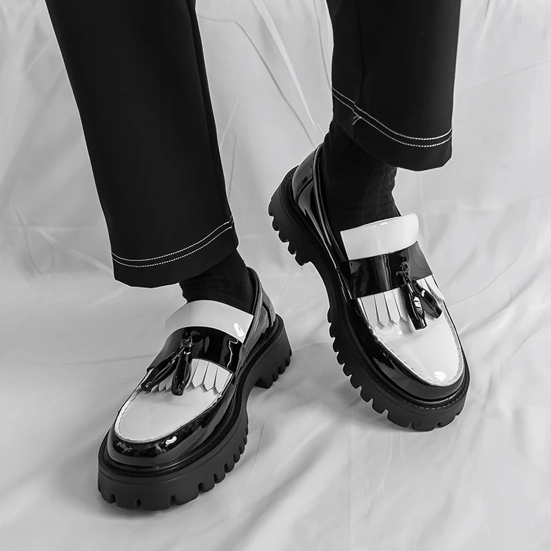 Herren Business-Slipper mit Dicker Sohle, Leichte Atmungsaktive Modische Paar-Lederschuhe mit Großem Zehenbereich, Größen 38-46